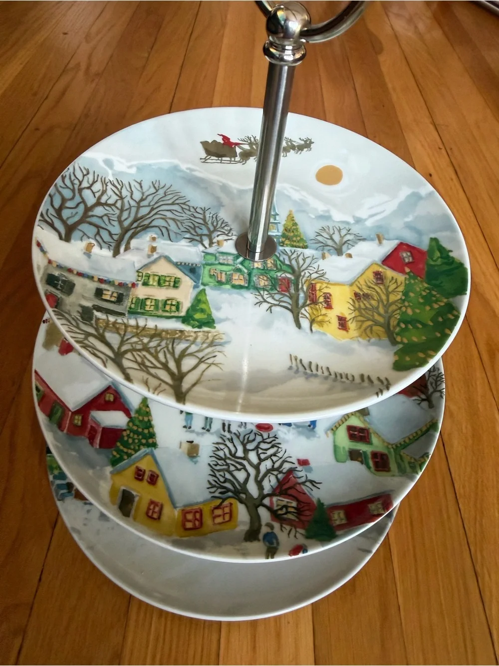 Pottery Barn Winter Village Three-Tier Dessert Stand
